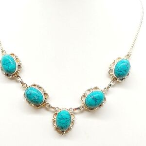 Quality vtg turquoise silver necklace